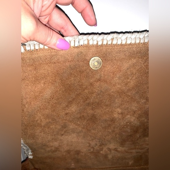 Boho Fringed Suede Patchwork Large Messenger Bag - Picture 6 of 11